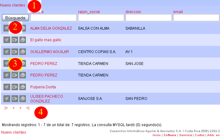 Esta imagen ilustra la pantalla de mantenimiento de clientes