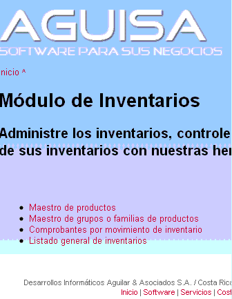Pantalla que representa el m&oacute;dulo de inventarios del sistema AGUISA